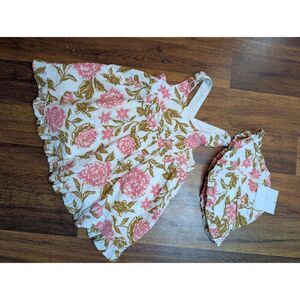 Shabby chic new baby dress with hat size 6-9 months